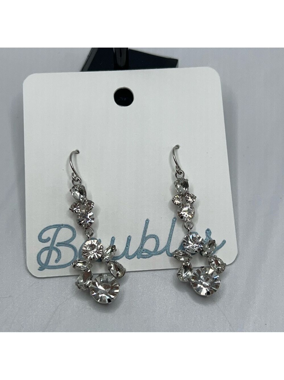 Elegant Silver Crystal Drop Earrings Romantic Gilded Age